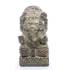 NaRoom Ganesha Skulptur Hinduismus Gottheit Figur ca. 15 cm klein Sockel Statue Elefant-Kopf Sitzend Deko Wohnbereich Naturmaterials Lavasand