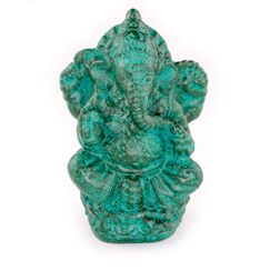 FaHome Ganesha Skulptur Hindu Gottheit Stein Figur Glück Statue ca. 12 cm Elefant Grün