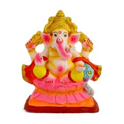 Satvik Skandapurvaja Eco Friendly Lord Ganesha Idol für Visarjan, wasserlösliche Ganpati Statue, Terrakotta Ganesh Chaturthi Idol, Ridhi Sidhi Idol, Ganesh Statue für Heimdekoration, Pooja
