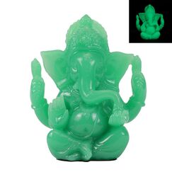 Seyee-bro Ganesha-Statuen – fluoreszierende grüne Jade-Ganesha-Figur – Elefantengott-Buddha-Skulptur für Zuhause, Auto-Dekoration