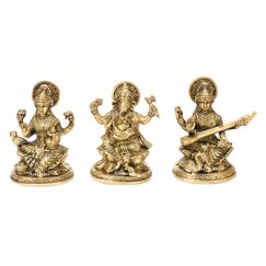 Artvarko Messing Lakshmi Ganesha Saraswati Idol Ganesh Laxmi Murti Statue für Puja Home Office Erfolg Eingang Dekor Diwali Pooja Glücksgeschenk 12,7 cm