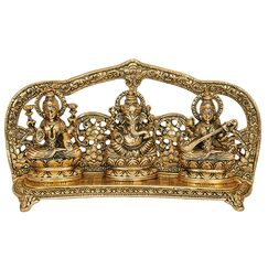 craftvatika Göttin Laxmi Ganesha Sarasvati Idol – Lakshmi Ganesha Sarasvati Murti – Dekorationsartikel – Visitenkarte Idols Statue