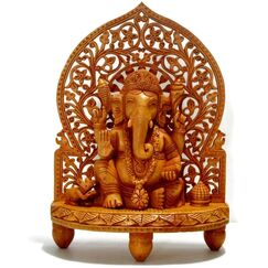 Groß 1.2 Füssen Ganesh Ganesha Idol Die Statue handgeschnitzt Holz Skulptur Elefant Ganesha Ganpati Tempel 10 braun