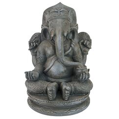 Design Toscano Lord Ganesha Hinduistische Elefantengott-Statue, Polyresin, Grau, 28 cm