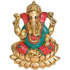 Exotic India kamalasana Ganesha Wandbehang – Messing mit Einer Statue
