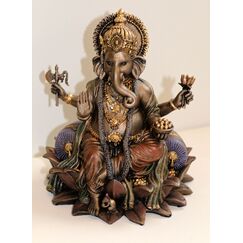 k.a. NEU Ganesha auf Lotos Thron, eindrucksvolle Figur im Antik- Look, bronziert