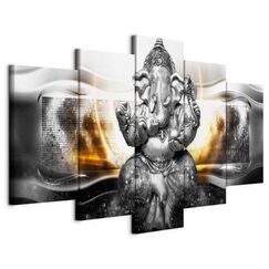 murando - Wandbilder XXL Ganesha Hinduismus 200x100cm 5 tlg - Wand Deko Leinwand Bilder Groß Wanddeko Wohnzimmer Schlafzimmer Kunstdrucke - Zen p-A-0032-b-n