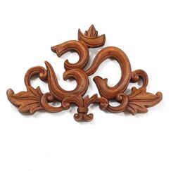 Oriental Galerie Wandbild Om Symbol Aum/Ohm Zeichen Relief Matra Devanagari ohm Deko Soar Holz ca. 25 x 15 cm