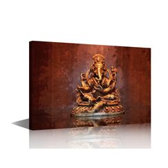 TISHIRON Ganesha Leinwandgemälde, indische Hindu-Götter, Schlafzimmer, Wandkunst Hinduismus, Ölgemälde, zeitgenössische Badezimmerdekoration, Wandkunst, modernes Kunstwerk, fertig zum Aufhängen, für