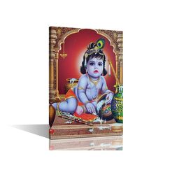 Indisches Wandgemälde, Lord Krishna, Bilder für Schlafzimmer, Hinduismus, Gottheitskultur, Wanddekoration, 1 Paneel, Leinwand, Wandkunst, modernes Kunstwerk, Wanddekorationen für Wohnzimmer, gerahmt,