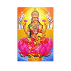 Lakshmi Hinduismus, Hinduismus, Gott, Göttin, religiöse Malerei, Poster, moderne Dekoration, Art-Deco, Pop-Art, 30 x 45 cm