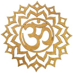 Purpledip Wandbehang aus Holz: Om Mandala, goldfarben (12328)