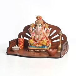 Gift Kya De Hölzerner Pooja-Mandir für Zuhause, Wandbehang oder Tischtempel für Büro, Wohnung oder Zimmer, kleines indisches Holz-Tempelregal, kompaktes DIY OM Mandir, 25,4 x 15,2 x 16,5 cm