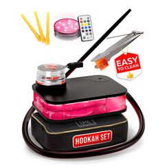 M. ROSENFELD Mini Shisha To Go mit Tasche & Premium Zubeh&ouml;r [Shisha Kopf Set mit HMD Smokebox + Schlauch + Mundst&uuml;ck] Edelstahl Tauchrohr Diffusor & Acryl Kleine Bowl