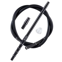 Kitosun D-Hose Shisha Schlauch und Mundstück - Shisha Zubehör 34 cm lang abnehmbares Aluminium Mundstück | 1,5 Meter Silikonschlauch | Shisha Adapter | Knickschutzfeder | Silizium-Tülle (schwarz)