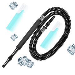 Skalierbarer Hookah Schlauch Ice Shisha Hookah Pfeife Abnehmbares Mundstück mit 2 wiederverwendbaren Eisbeutel für Frozen Cool Smoking (Schwarz)
