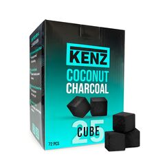 KENZ Kohlew&uuml;rfel, 25 mm niedrige Asche-Kokosnusskohlebriketts, 100 % nat&uuml;rliche Kokosnussschalen, v&ouml;llig geruchs- und chemikalienfrei, genie&szlig;en Sie eine l&auml;ngere hei&szlig;e Brenndauer, 72 W&uuml;rfel