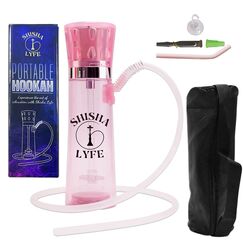 SHISHA LYFE Portable Mini-Hookah Cup Set - Transparent (Pink) Shisha f&uuml;r Auto & Hookups mit LED-Lichtern, Silikonschlauchrohr, Anti-Scald, Kohleholder, Tong, wiederverwendbarer Straw mit Abdeckung