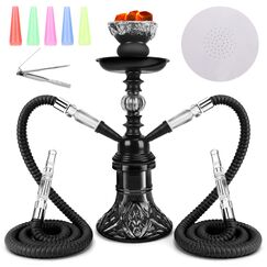 Get Funky 2 St&uuml;ck Shisha Schlauch mit K&uuml;rbisglasbasis, Schlauch und Zubeh&ouml;r f&uuml;r Shisha Schwarz