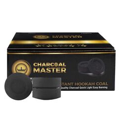 Charcoal Master s Hookah Coals Instant Light – Premium Kohlebriketts für Shisha-Set, Räuchern, Räuchern – 45 Minuten Brennen, geringer Rauch, keine künstlichen Aromen – 33 mm Kohlescheiben für Shisha,