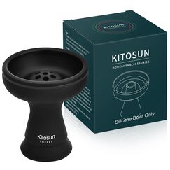 Kitosun Silikon-Wasserpfeifensch&uuml;ssel mit Sieben L&ouml;cher &ndash; langlebige Shisha-Sch&uuml;ssel, schwarze Farbe, rechter Ersatz f&uuml;r Ton- und Keramikschalen, 8,9 cm hoch