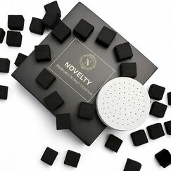Novelty Premium Kokoskohle - 25mm, 72 St&uuml;ck Kohle, 1kg Box, Kokoskohle f&uuml;r R&auml;uchergef&auml;&szlig;, nat&uuml;rliche Kohle, leichte Kohle, Rauchfrei, lange Brenndauer, aromatisches Abbrennen