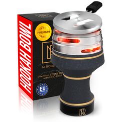 Hookah Bowl Set Premium Stone Black Bowl - Shisha Bowl mit Abdeckung W&auml;rmemanagement Kohlehalter - Luxus Classic Hookah Bowls f&uuml;r Hookah Rauchen, Keramik Hookah Kopf mit HMD