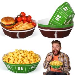 MotiMind Gro&szlig;e Fu&szlig;ball-Snack-Sch&uuml;ssel, 23,4 cm, Fu&szlig;ball-Papier-Serviertabletts, langlebige Papierschale f&uuml;r Spieltag, Partys, Sportveranstaltungen, Geburtstagspartys, 12 St&uuml;ck