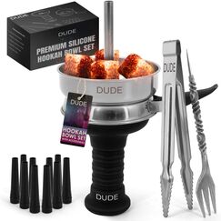 Silikon Hookah Bowl Set | Hookah Kopf mit Hookah Heat Management Kohlehalter zum Rauchen von Wasserpfeifen | Hookah Zubeh&ouml;r | Hookah Kohlen Zange | Hookah Flavor Gabel und 10 Hookah Tips Shisha Shisha