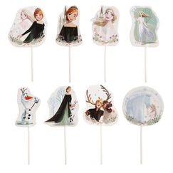 dekora - Set für Cupcakes und Muffin Deko Geburtstag - Die Eiskönigin Cupcake Topper aus Papier - 16 Stück in 8 verschiedenen Designs