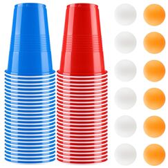 Litimkat Bierpong Becher Set,Beerpong Partybecher Enthält 50 Becher (500ML) und 12 Tischtennisbälle,mehrwegbecher,Für Party Trinkspiele,Party Geburtstag Festivals Hochzeit Camping