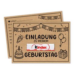 Vielucks 15 x KINDER Einladungskarten - Kraftpapier - Original - DIN A6,Kreativit&auml;t Einladungskarten Kindergeburtstag Junge M&auml;dchen,Geburtstagseinladungen,Partyeinladungen,Einschulung Einladungskarten