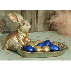 Werner Voss Osterhase mit Schale Hasenfigur Ostern Kartenhalter Hase Osterfigure Barrock Shabby Landhaus