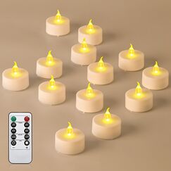 cimetech 24 LED Teelichter mit Timer Fernbedienung Flammenlose Elektrische Flackernde Batteriebetriebene Kerzen für Zuhause, Zimmer, Tisch, Halloween, Weihnachtsdekoration
