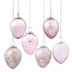 Loberon Osterei Set Cataleya Rosa - Deko Eier Ostern & Fr&uuml;hling - Verschiedene Muster & Strukturen - Mit Aufh&auml;ngung - Aus Glas & Eisen - 6 St&uuml;ck