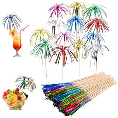 OMIGA 100 St&uuml;cke Cocktail Feuerwerk Dekoration Drink Dekoration Glitzerpalmen Cocktailspie&szlig;e f&uuml;r Geburtstagsbars Obst Snacks Party Weihnachtsdekoration Deko Usw (Mehrfarbig)