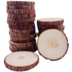 Holzscheiben 25 St&uuml;ck Holz Log Scheiben 8-9 cm Baumscheiben mit Rinde unlackiertes Holz-Bastelset ungebohrte Holzkreise mit Rinde f&uuml;r Kunst Malerei Weihnachtsdekoration DIY Handwerk