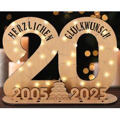 Giftota - 2025 Originelle 20 Geburtstag Geschenk Frauen & M&auml;nner - 20 Porzellanhochzeit - Geldgeschenke 20 mit LED Lichterkette St&auml;nder - Holz-Schild G&auml;stebuch - 20 Geburtstag Deko -Hochzeitsgeschenke