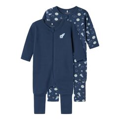 Name IT Baby - Jungen Nbmnightsuit 2p Zip Ff Dark Space Noos Schlafanzug, Dark Denim, 86 EU