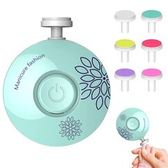 zoerbufan Baby Nagelfeile Elektrisch, 6 in 1 Set Elektrische Nagelfeile f&uuml;r Zehen und Finger, Austauschbare Schleifk&ouml;pfe, Leise und Sicherer (Gr&uuml;n)