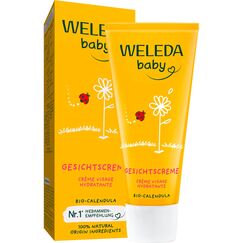 WELEDA Bio Baby Calendula Gesichtscreme - Naturkosmetik Feuchtigkeitscreme mit Mandel&ouml;l & Bienenwachs zur Pflege von trockener Haut. Nat&uuml;rliche Gesichtspflege Creme f&uuml;r Babys & Kinder (1x 50ml)