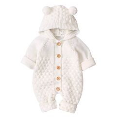 Odizli Neugeborene Baby M&auml;dchen Jungen Kleidung Langarm Gestrickt Kapuze Strampler Body Overall Jacke Fr&uuml;hchenkleidung Erstausstattung Babysachen Set Herbst Winter Babykleidung Wei&szlig; 0-6 Months
