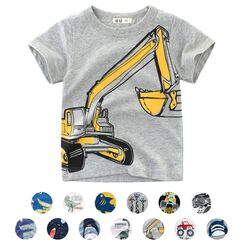 Unisex Baby T-Shirt Baumwolle S&uuml;&szlig; Karikatur Tier Muster Tops f&uuml;r 1-7 Jahre Alt (2-3 Jahre, Grau Bagger)