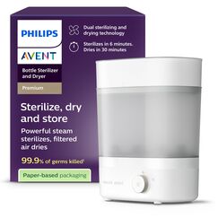 Philips AVENT Babyfl&auml;schchen-Sterilisator und -Trockner Premium, entfernt 99,9% der Bakterien, chemikalienfrei, Kapazit&auml;t f&uuml;r 6 Fl&auml;schchen/Sauger/Zubeh&ouml;rteile, Modell SCF293/00