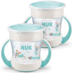 NUK Mini Magic Cup Trinklernbecher | auslaufsicherer 360&deg;-Trinkrand | ab 6 Monaten | praktische Griffe | BPA-frei | 160 ml | neutral | 2 St&uuml;ck