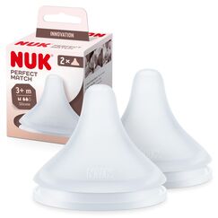 NUK Perfect Match Babyflaschentrinksauger | Ab 3 Monate | Passt sich dem Baby an | Anti-Colic | BPA-frei | Silikonsauger f&uuml;r Flaschen, Medium | 2 St&uuml;ck