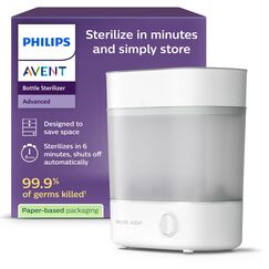 Philips Avent Sterilisator-Geschenkset &ndash; Elektrischer Dampfsterilisator mit Flasche und Saugerb&uuml;rste, SCF291/00