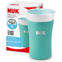 NUK Magic Cup Trinklernbecher aus Edelstahl | H&auml;lt l&auml;nger warm oder kalt | 8+ Monate | 230 ml | auslaufsicherer 360&deg;-Trinkrand | BPA-frei und auswaschbar | Blau