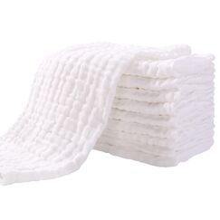 Yoofoss Mullwindeln Spuckt&uuml;cher 10er Stoffwindeln 27x50 cm Mullt&uuml;cher 6 Lagig Saugstark Waschlappen 100% Baumwolle Faltwindeln f&uuml;r Baby Kochfest Premium Qualit&auml;t Wei&szlig;