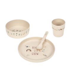 L&Auml;SSIG Kindergeschirr Set (Teller, Becher, Sch&auml;lchen, L&ouml;ffel) ohne Melamin, BPA-frei, f&uuml;r Sp&uuml;lmaschine und Mikrowelle/Dish Set Garden Explorer, Mehrfarbig